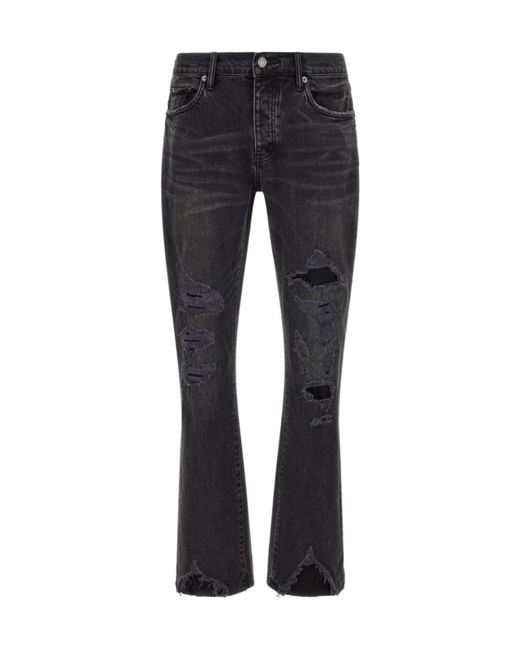 Purple Brand Black P004 Distressed Flared Jeans for men