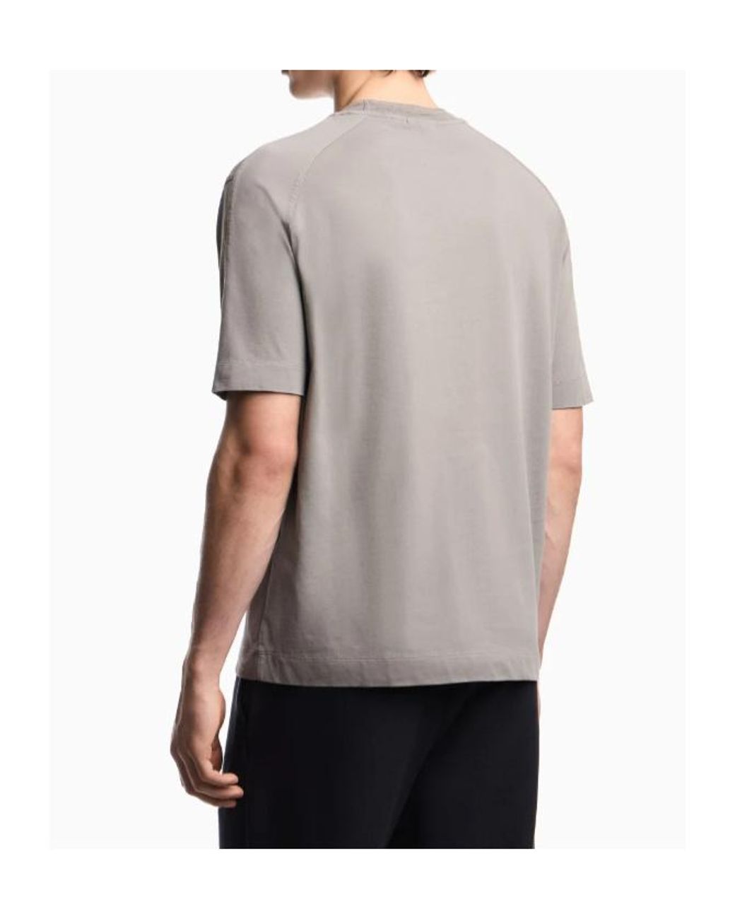Emporio Armani Gray Heavy Jersey T-Shirt With Shield Embroidery for men