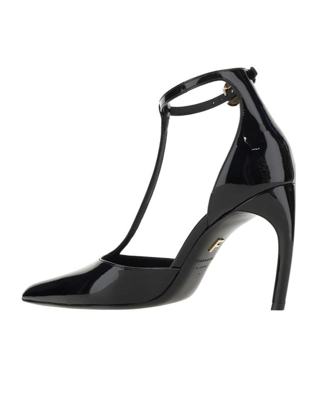 Ferragamo Black Ferragamo T-Strap Pointed-Toe Pumps