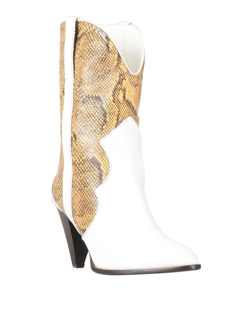 Isabel Marant White Snake-Print Ankle Boots