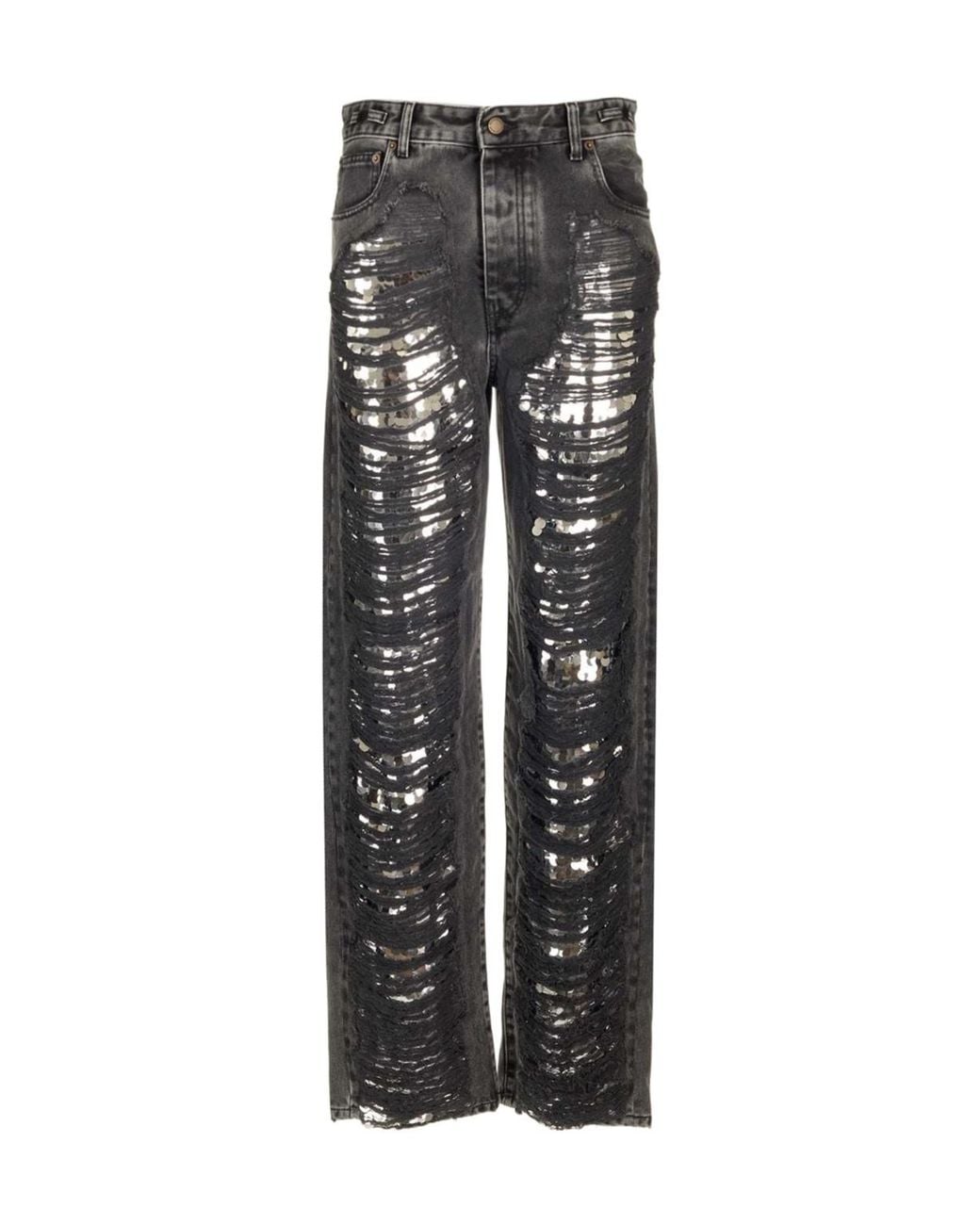 DARKPARK Gray Karen Distressed Sequin Jeans