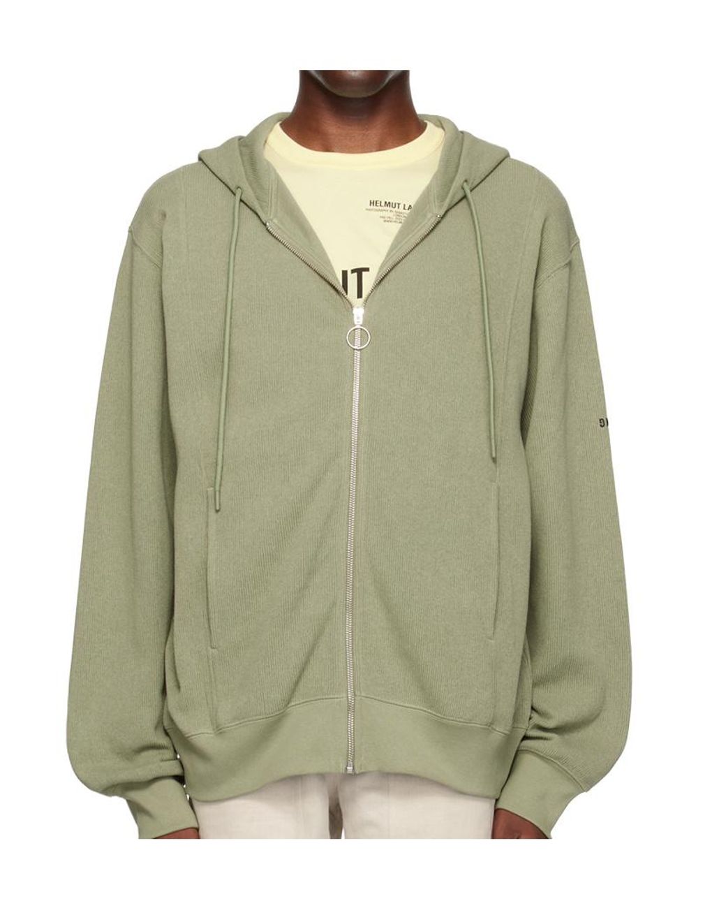 Helmut Lang Green Long Sleeved Hooded Jacket for men