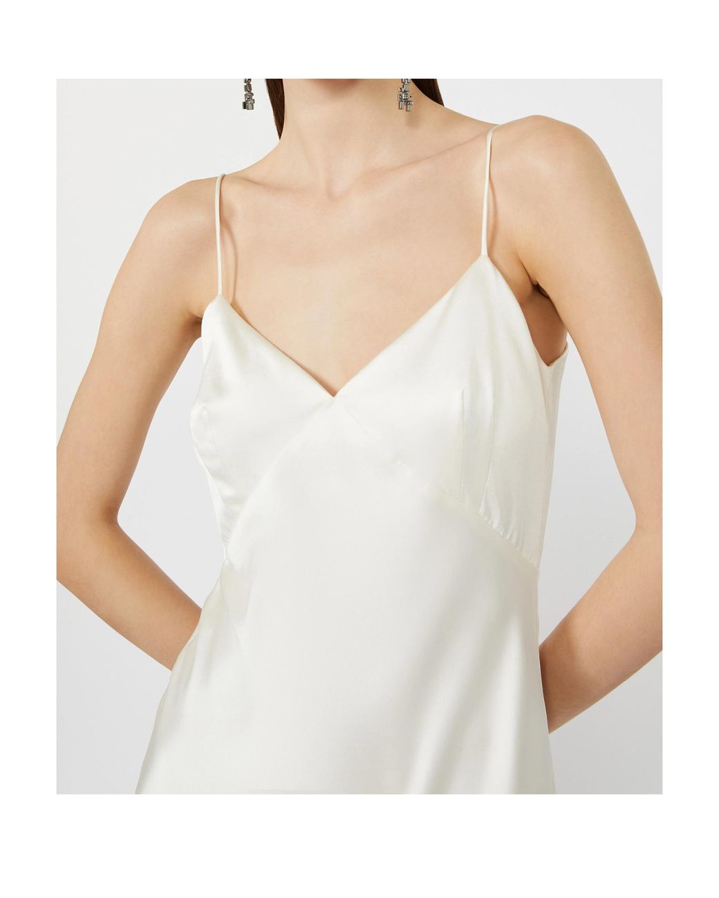 Max Mara White Silk V-Neck Maxi Dress