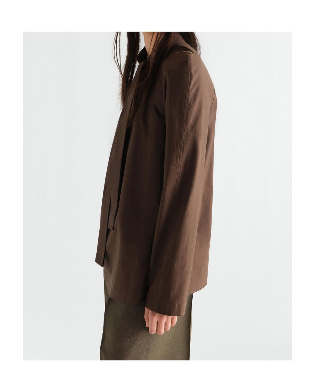 Lemaire Brown Ascot Tie-Neck Blouse