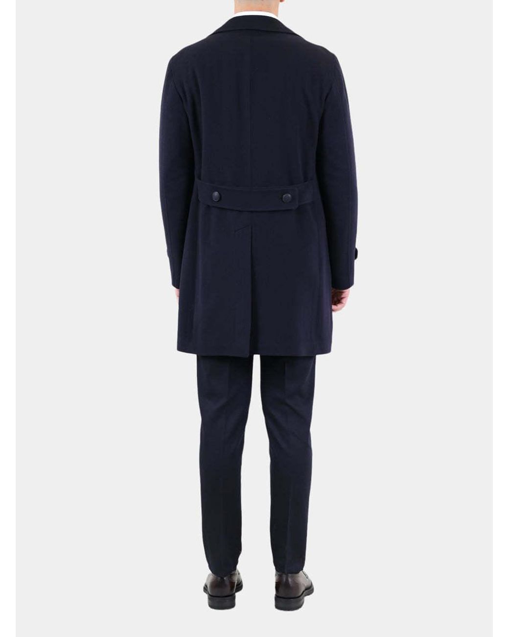 Tagliatore Blue Single-Breasted Tailored Coat for men
