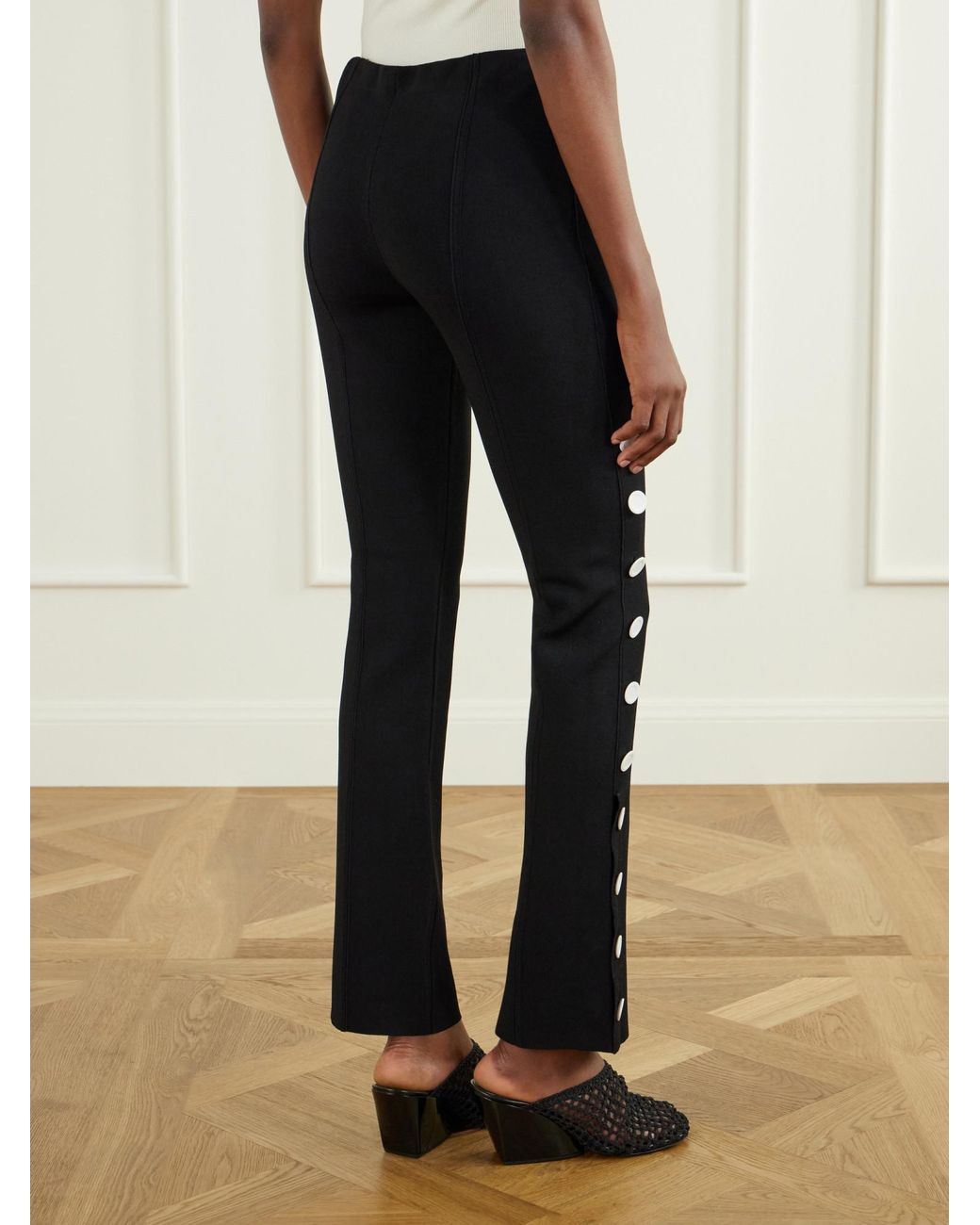 Proenza Schouler Black Martina Button-Embellished Stretch-Jersey Skinny Pants