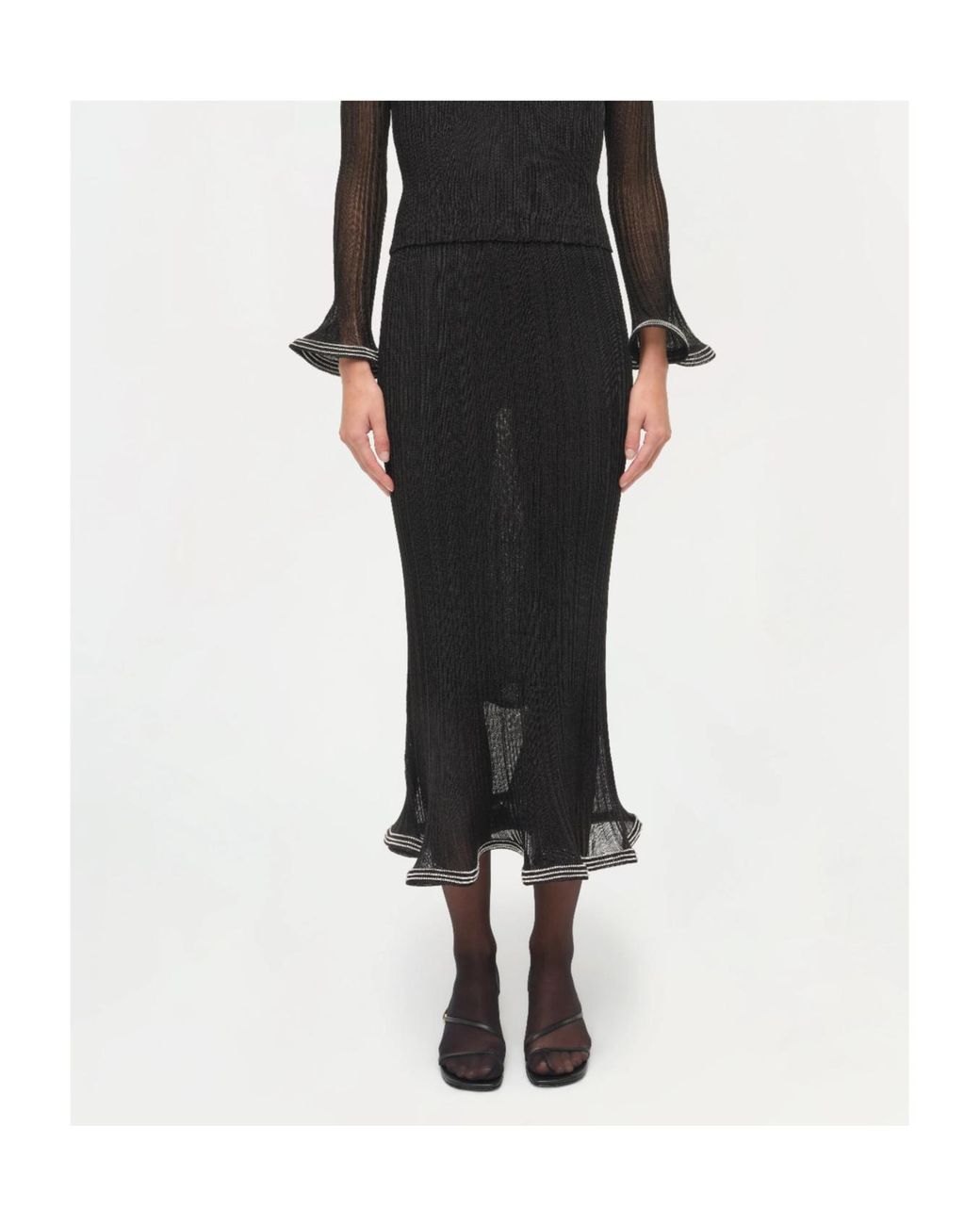 Jonathan Simkhai Black Ruffled Midi Skirt