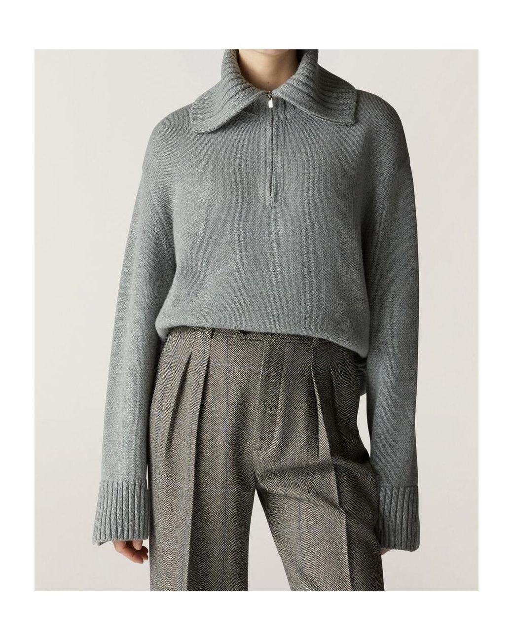 Loro Piana Blue Parksville Half-Zipped Knitted Jumper