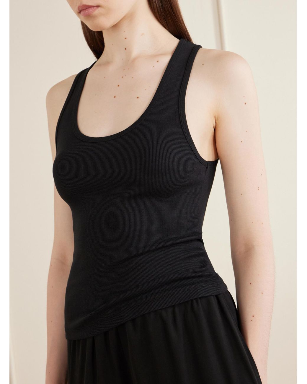 Matteau Black Organic Cotton-Jersey Tank