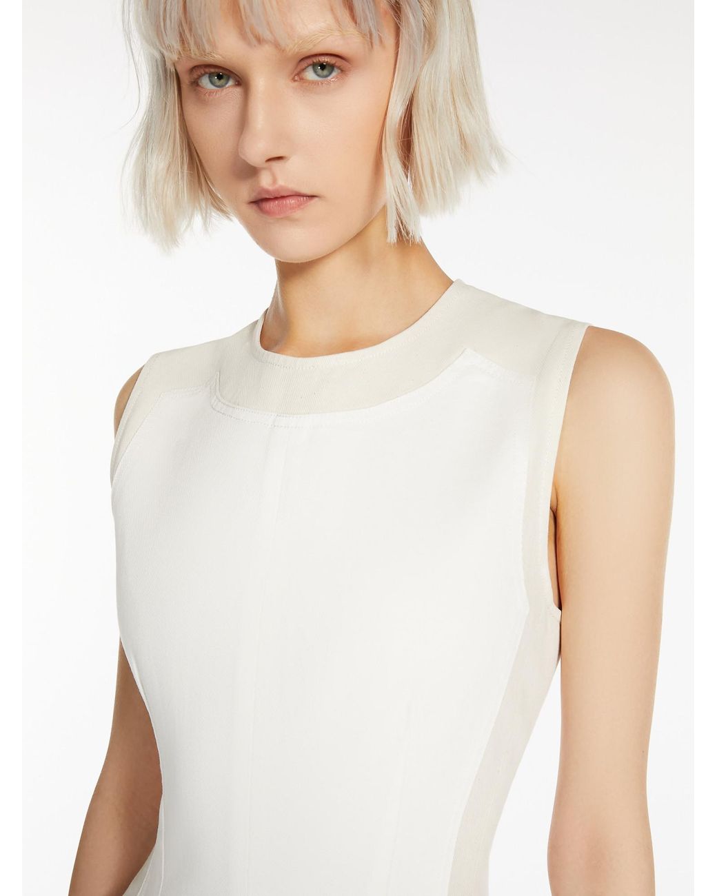 Sportmax White Yang Crewneck Sleeveless Dress