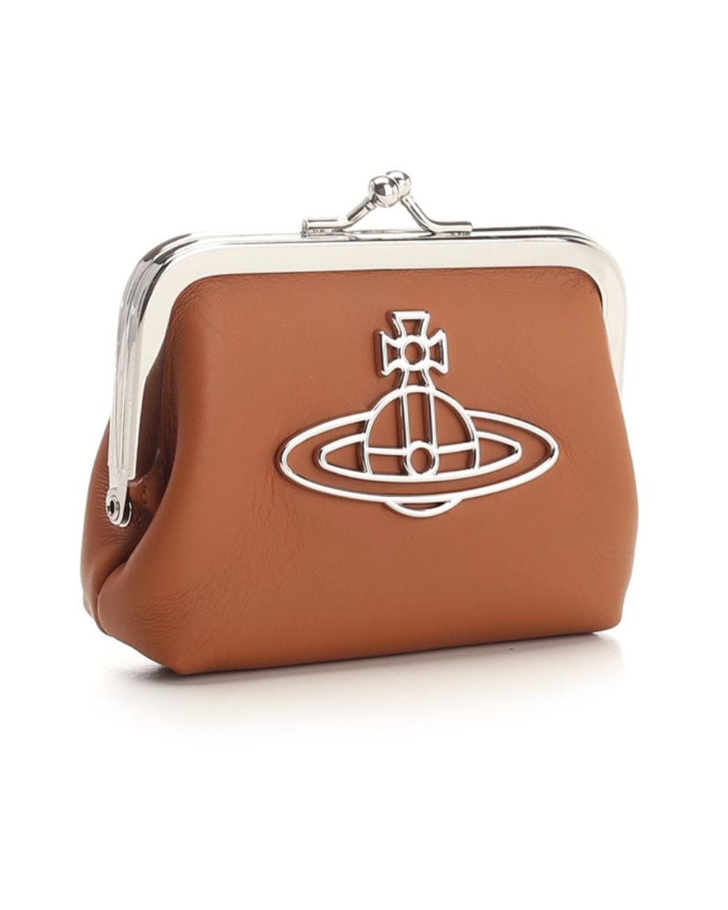 Vivienne Westwood Brown Orb-Plaque Leather Coin Purse