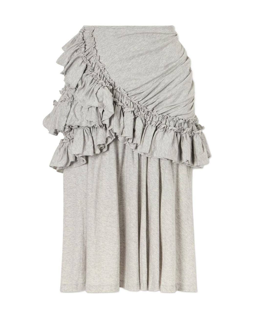 Dries Van Noten White Ruffled Cotton-Jersey Midi Skirt