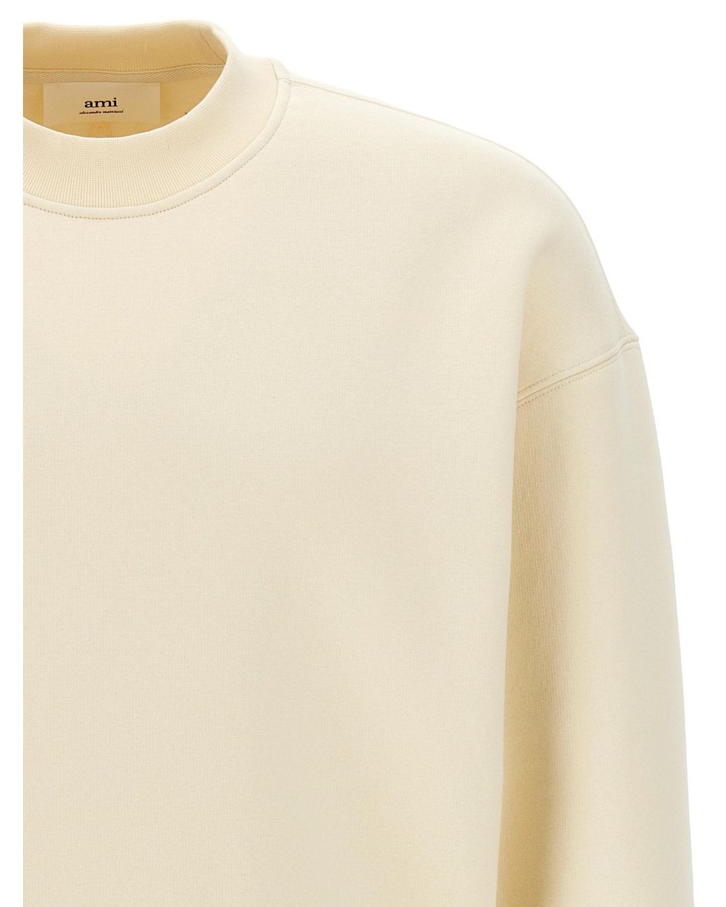 AMI White Logo Patch Crewneck Sweatshirt for men