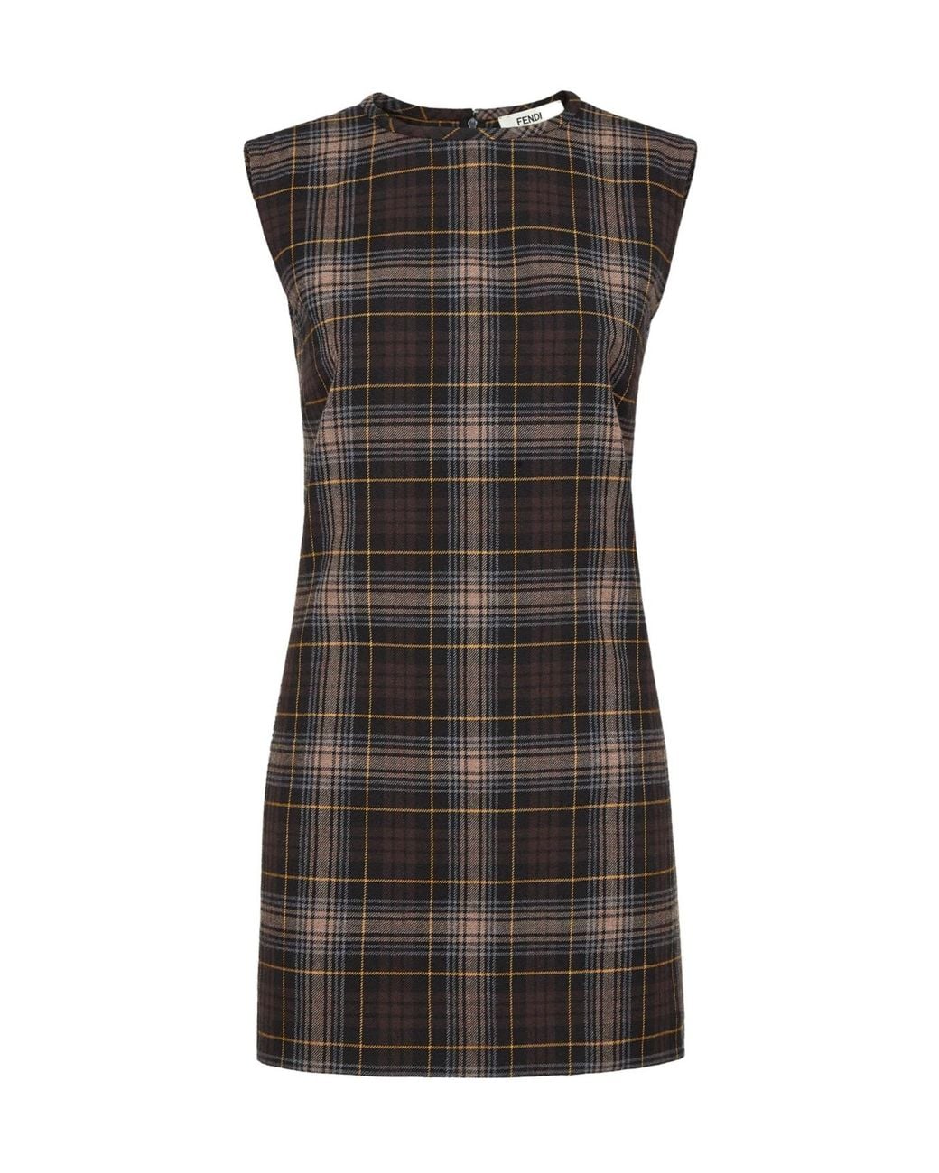 Fendi Black Tartan Sleeveless Mini Dress