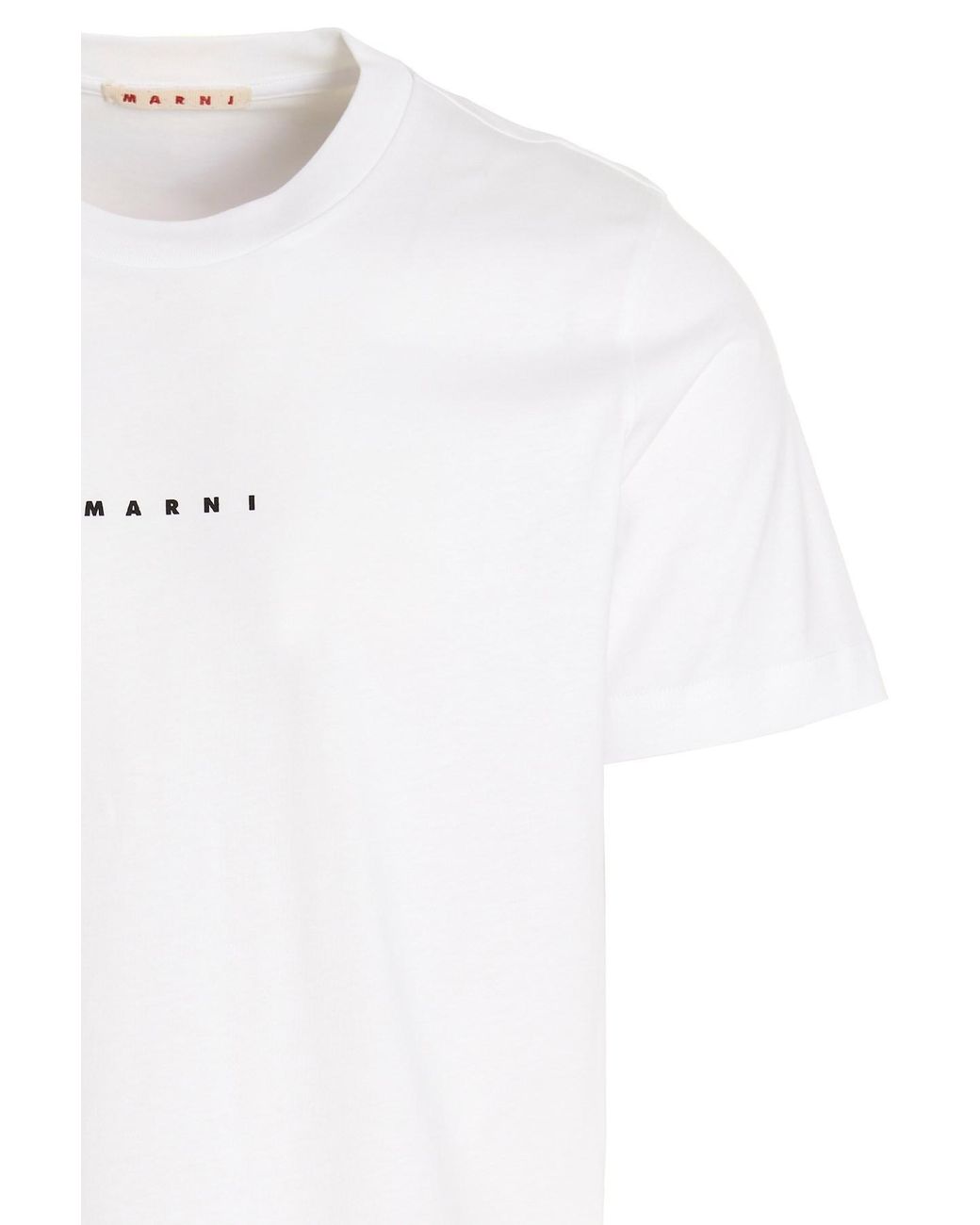 Marni White Logo Printed Crewneck T-Shirt for men