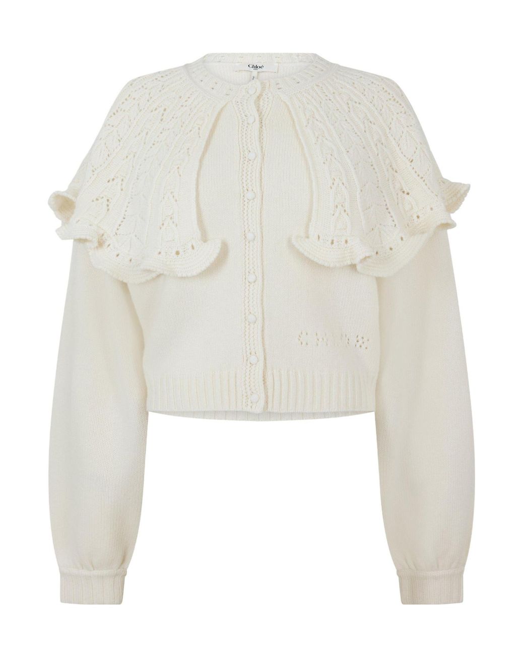 Chloé White Off- Cropped Knit Cardigan