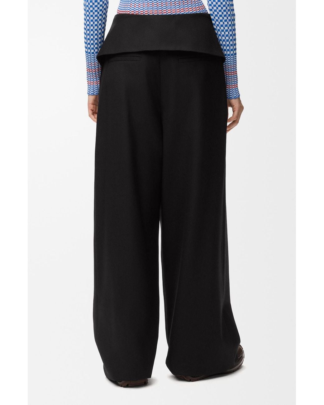 Loewe Black Wide-Leg Draped Trousers