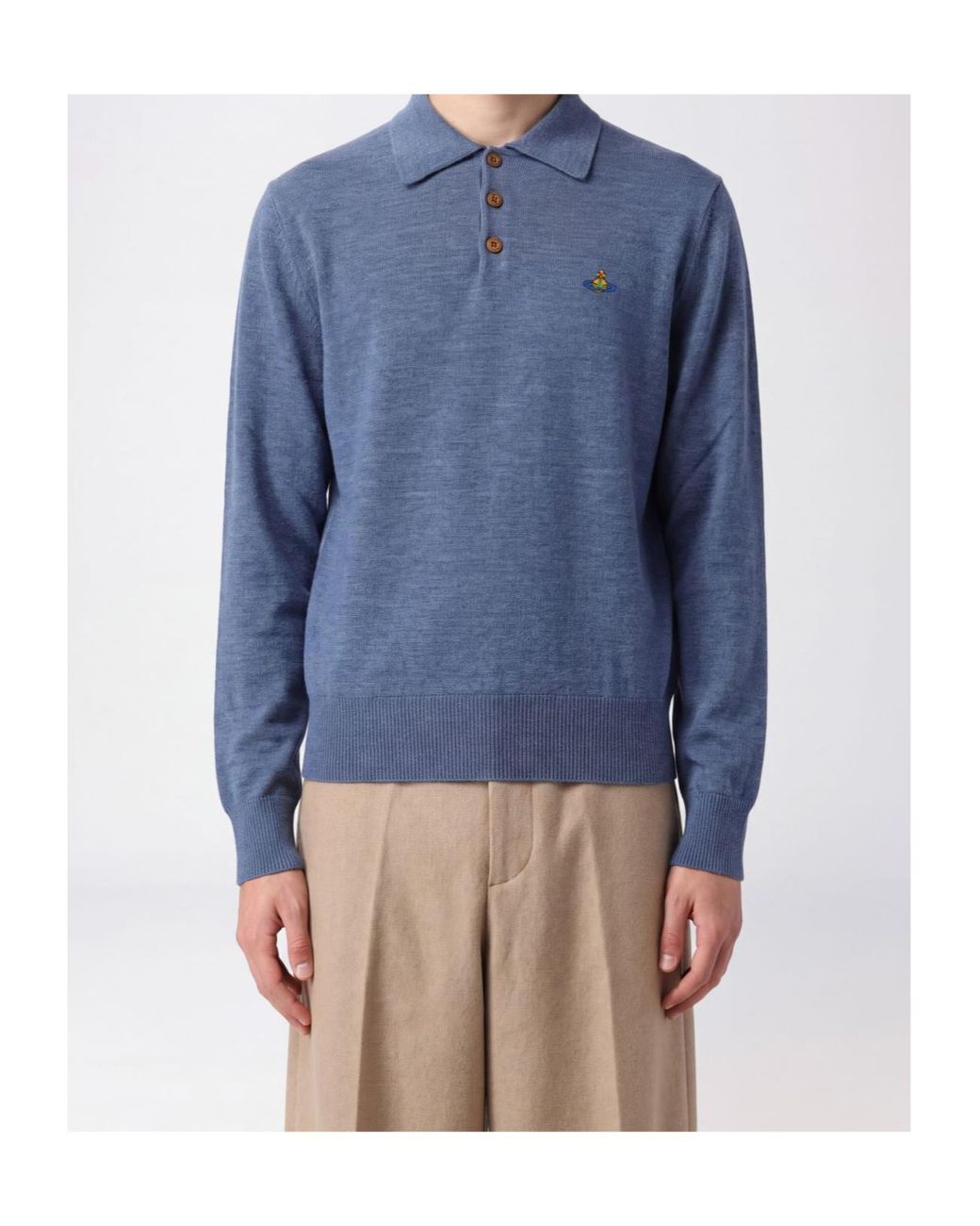 Vivienne Westwood Blue Mark Long-Sleeve Polo Shirt for men