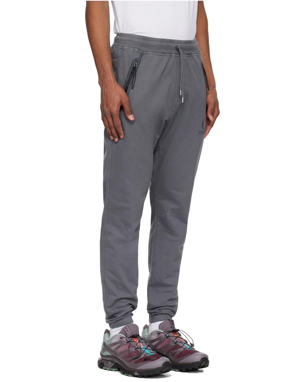 C P Company Gray Logo-Print Sweatpants for men