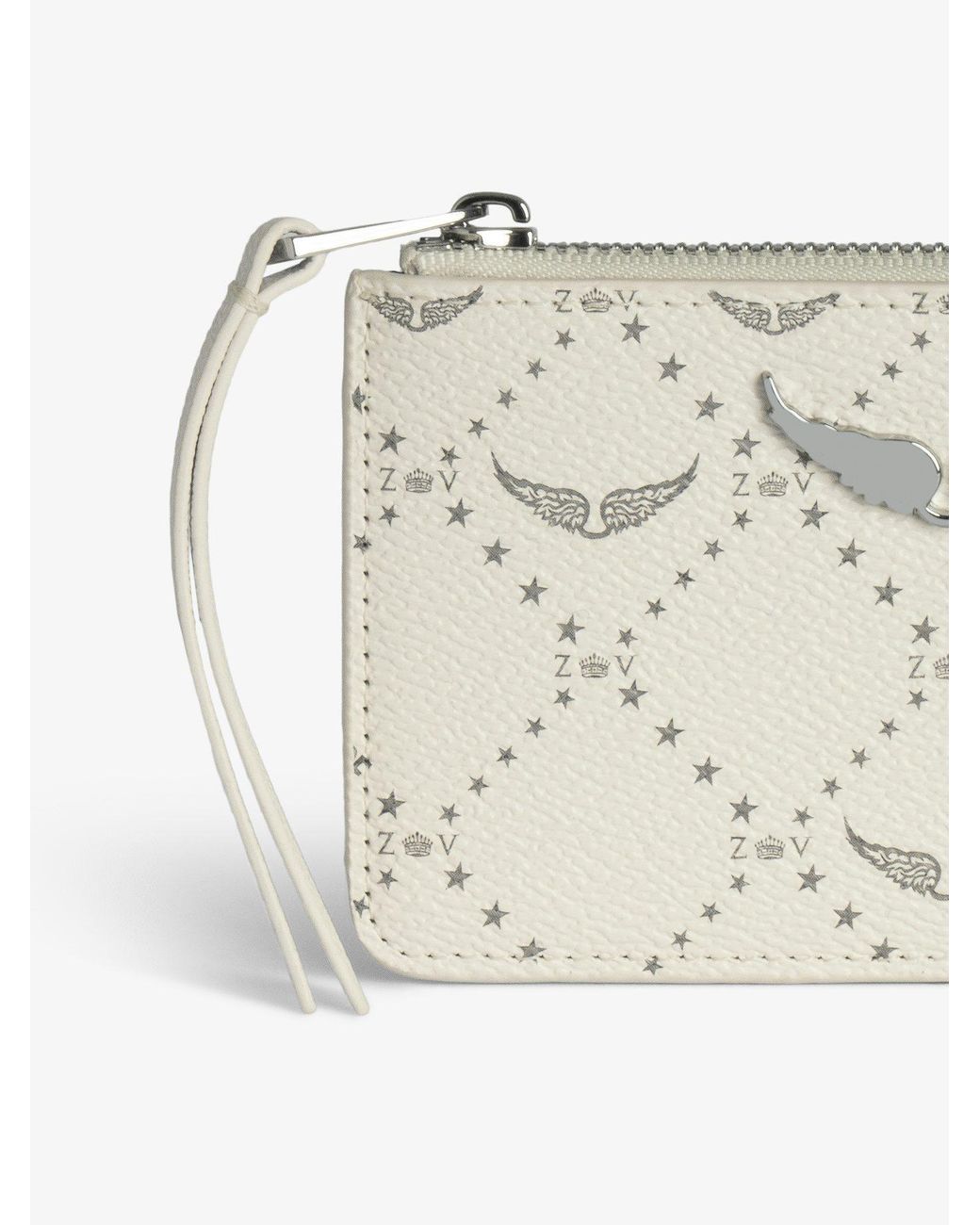 Zadig & Voltaire White Zv Logo Plaque Cardholder