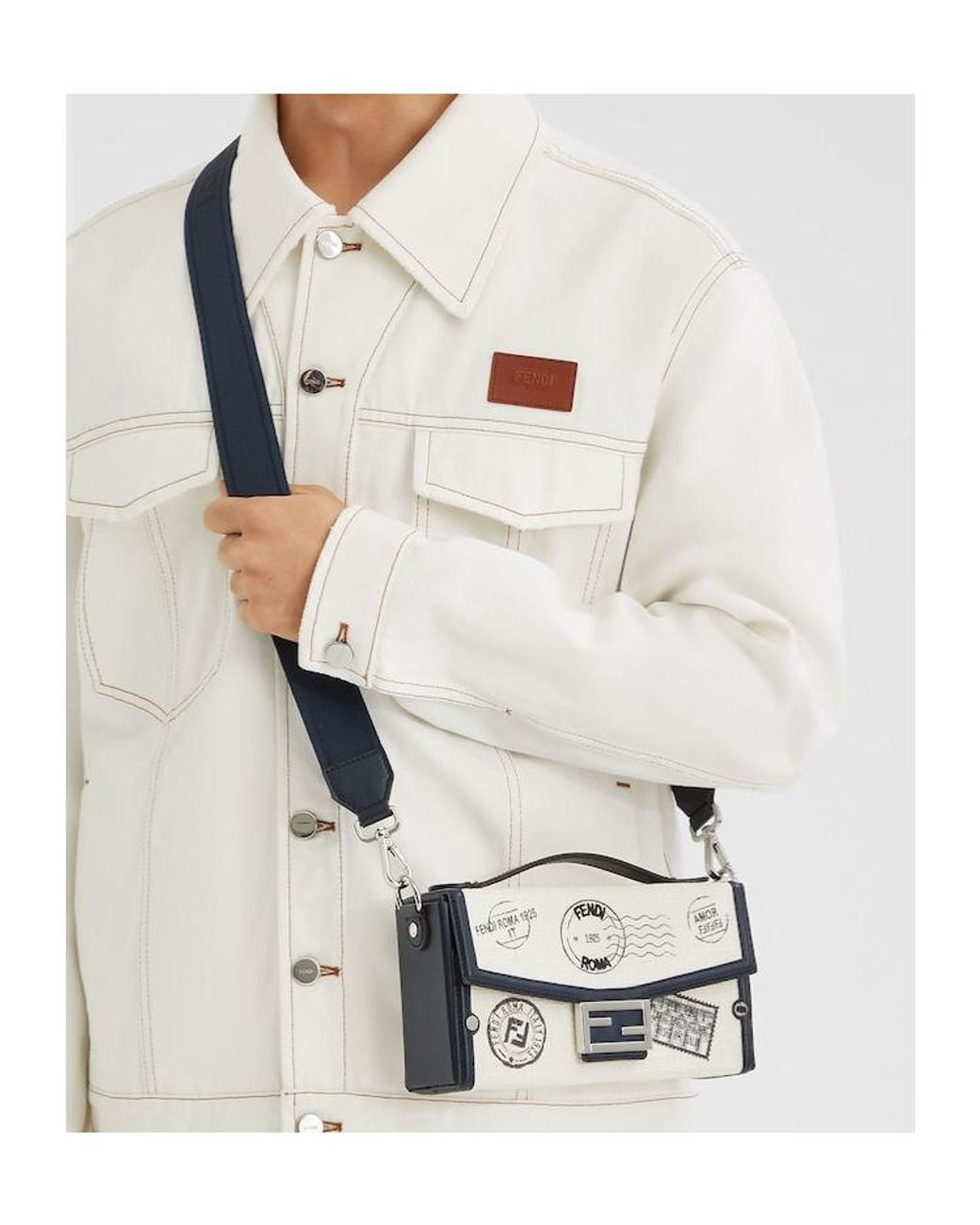 Fendi Metallic Soft Trunk Baguette Tote Bag for men