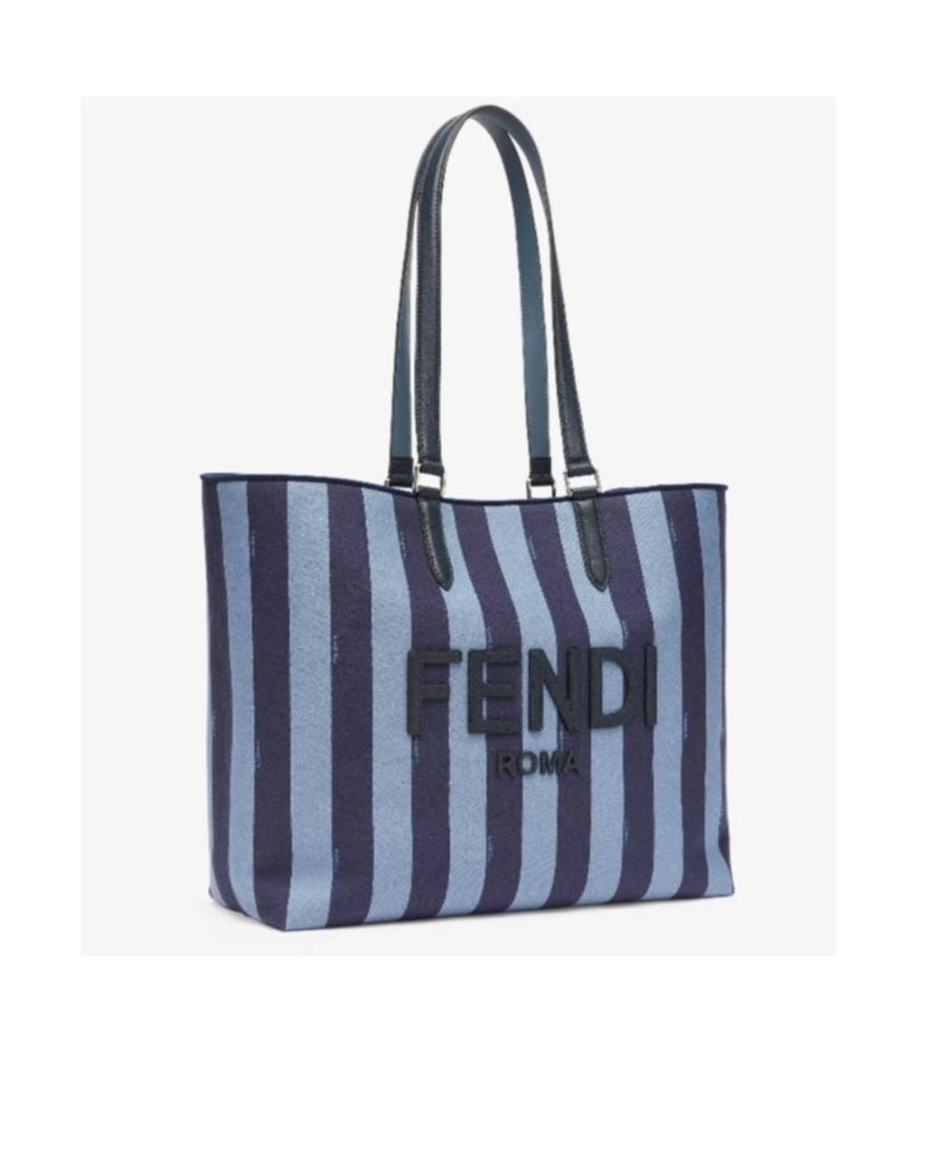 Fendi Blue Signature Pequin Jacquard Tote Bag for men