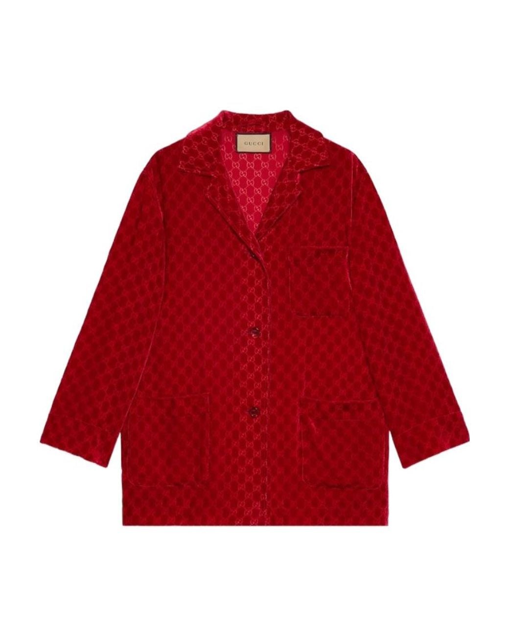 Gucci Red Gg Velvet Shirt