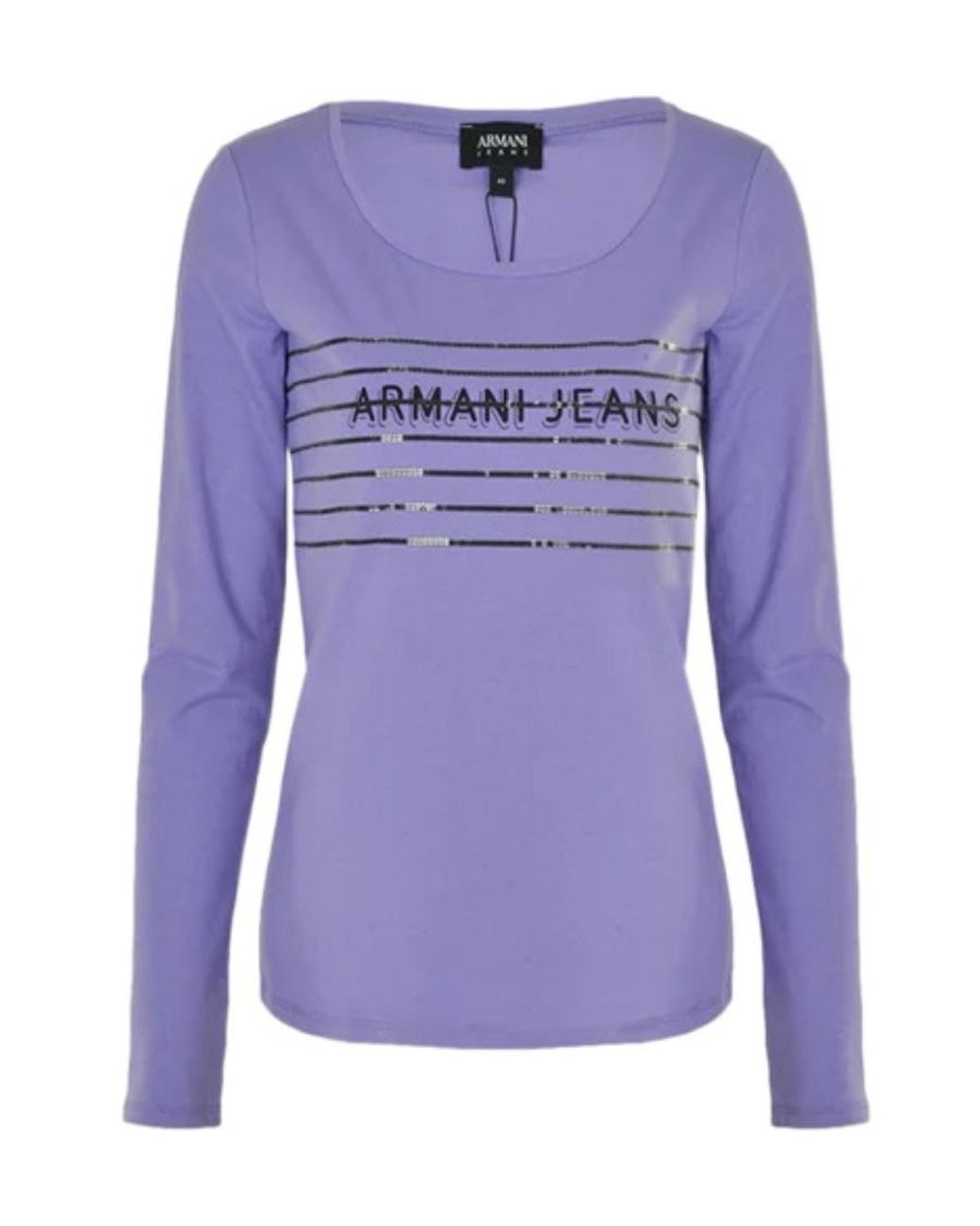 Armani Jeans Blue Logo Printed Long-Sleeved T-Shirt