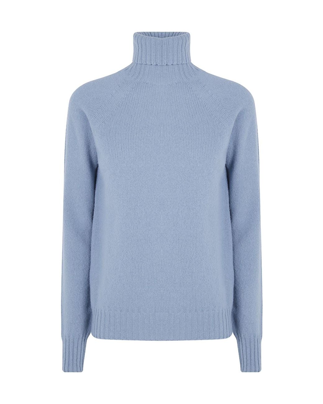 Drumohr Blue Ribbed Turtleneck Knitted Sweater