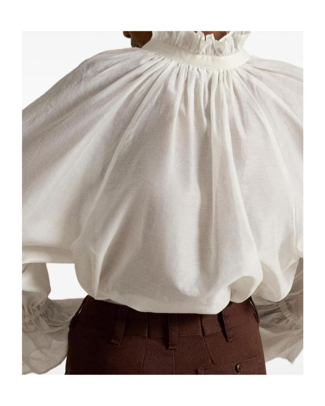Polo Ralph Lauren White Ruffled Split-Placket Blouse