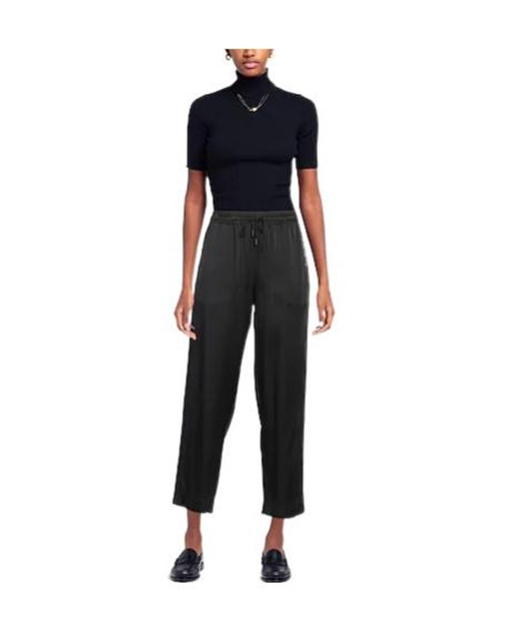 Saint Laurent Black Minimal Satin Trousers