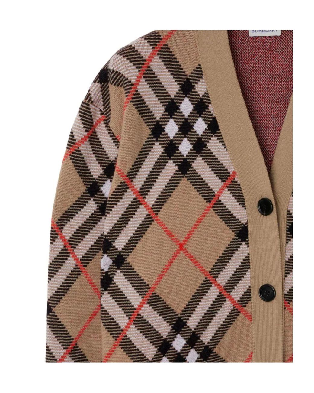 Burberry Brown Checked V-Neck Buttoned Cardigan