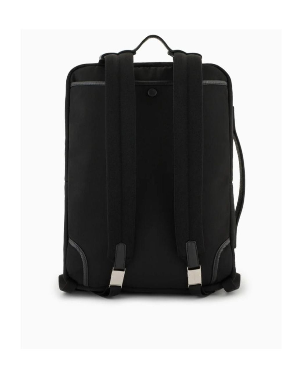 Giorgio Armani Black Logo Printed Zipped Backpack for men