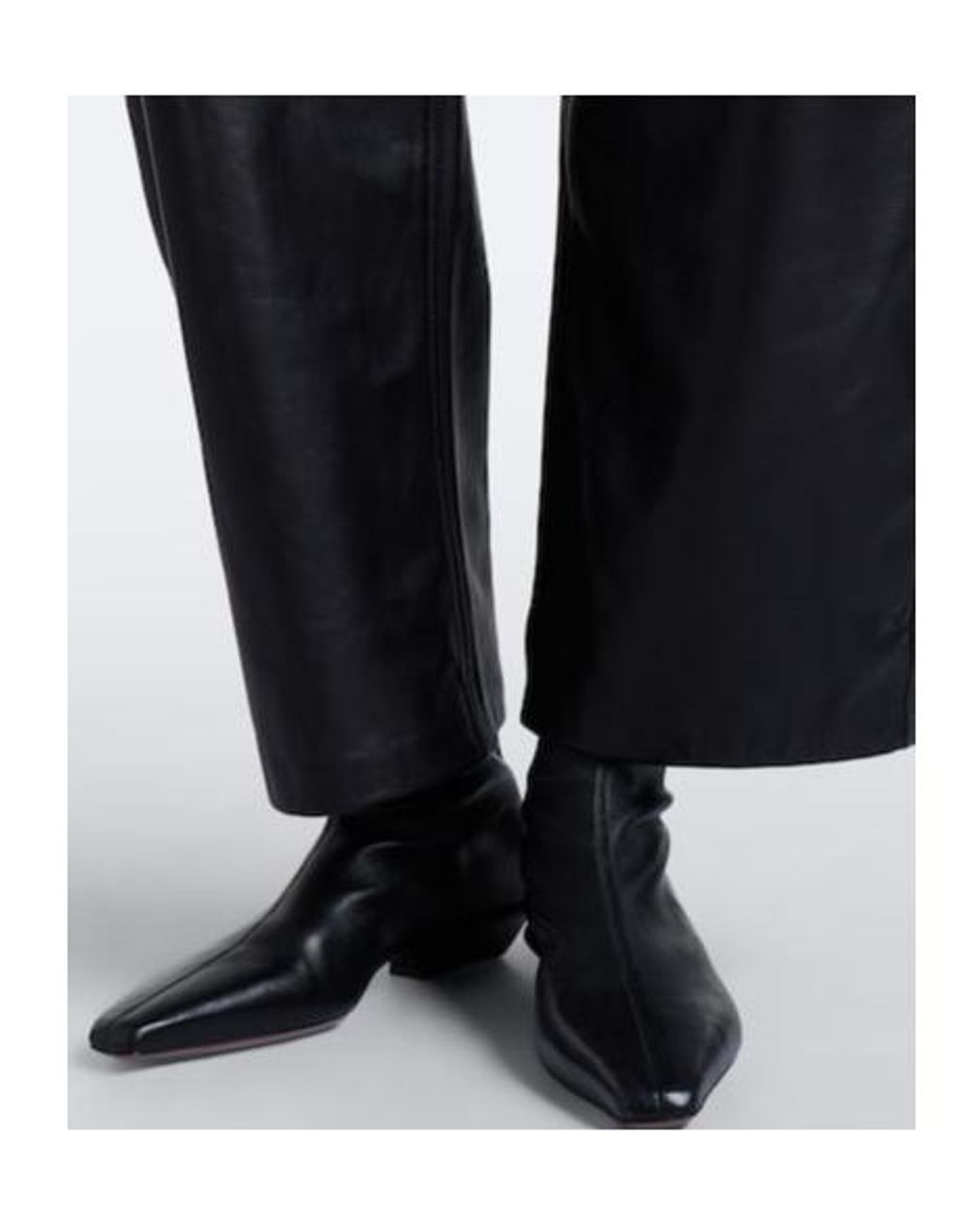 Nili Lotan Black Leather Barrel-Leg Pants
