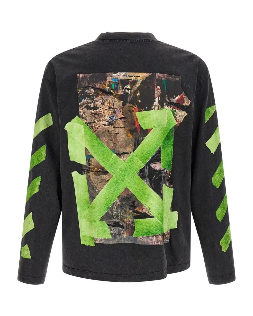 Off-White c/o Virgil Abloh Black Logo Printed Long Sleeved T-Shirt for men