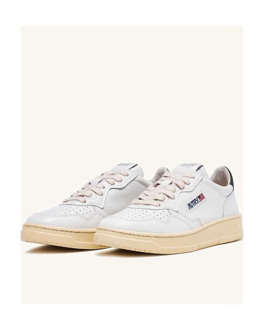 Autry White Medalist Lace-Up Sneakers for men