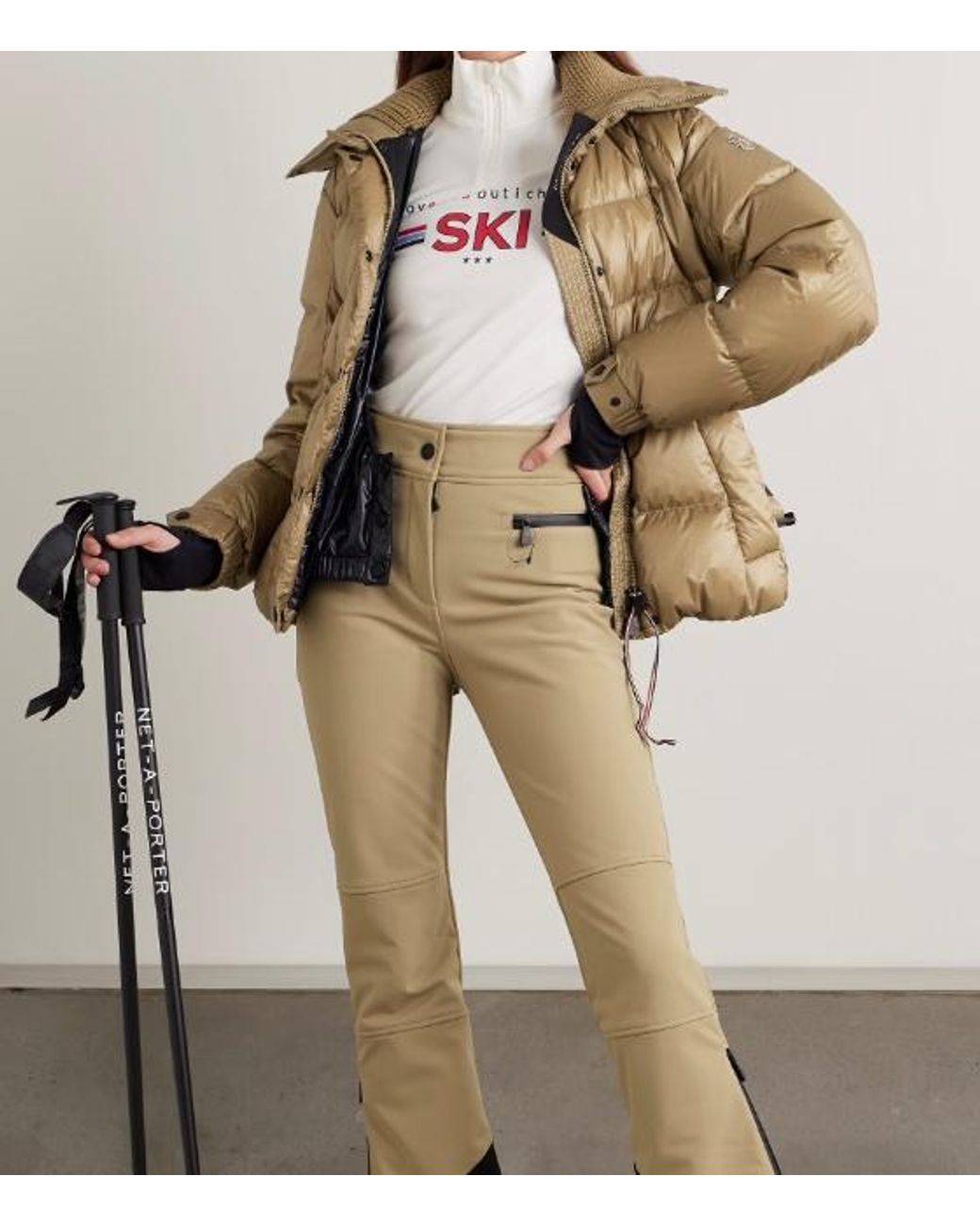 Moncler Natural Bataillouse Quilted Down Ski Jacket