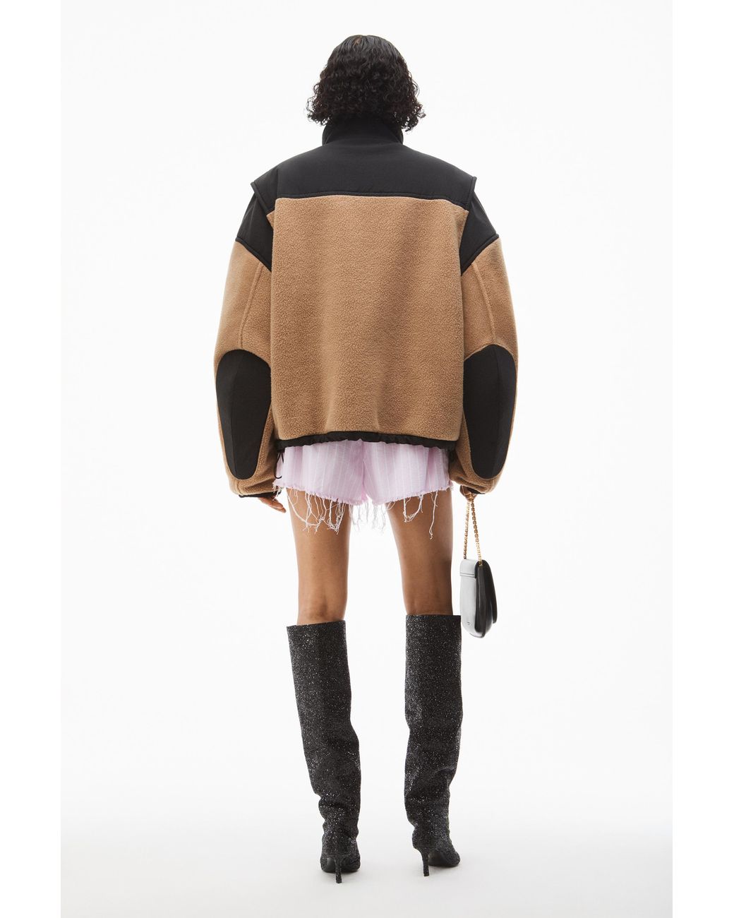 Alexander Wang Brown Panelled Zip Fleece Jacket