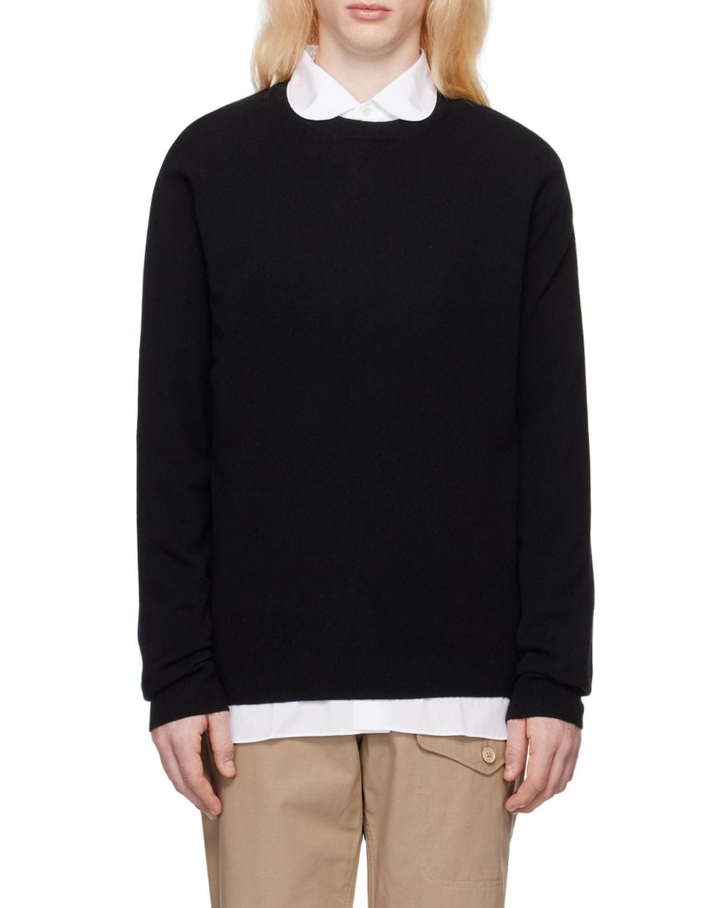 Comme des Garçons Black Crew-Neck Long-Sleeve Knitted Sweater for men