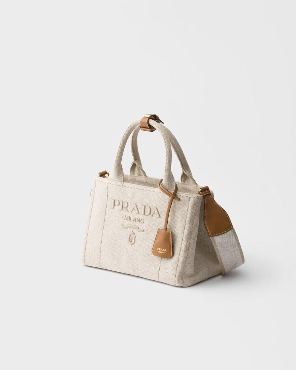 Prada Natural Jardinière Small Cotton Canvas Bag