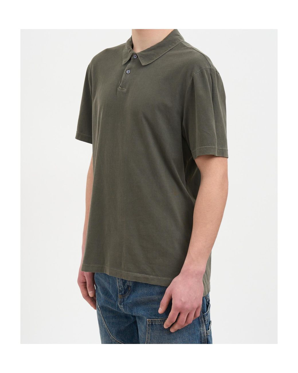 James Perse Gray Button-Down Short-Sleeved Polo Shirt for men