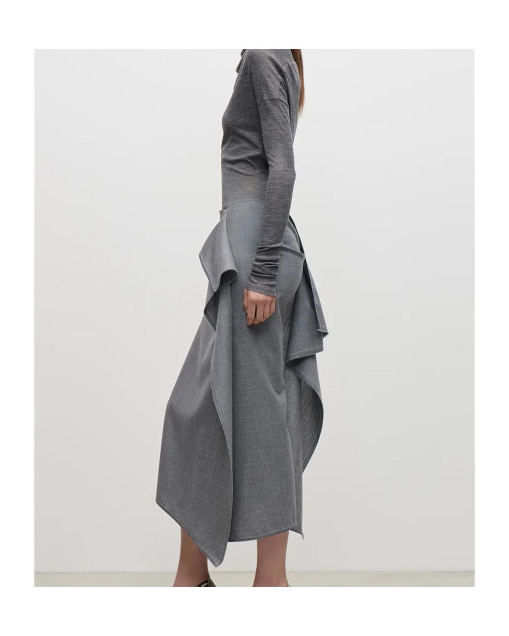 Victoria Beckham Gray Pleated Skirt