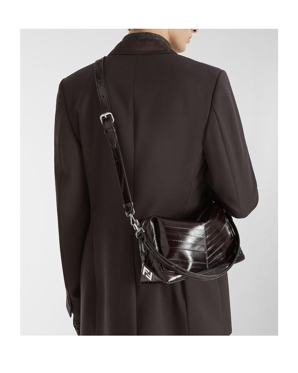 Fendi Black Dark Inlaid Hagfish Leather Bag for men