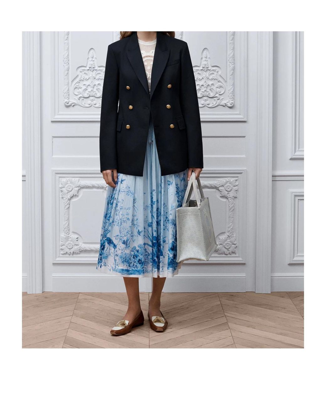 Dior Blue Iviera Mid-Length Flared Skirt