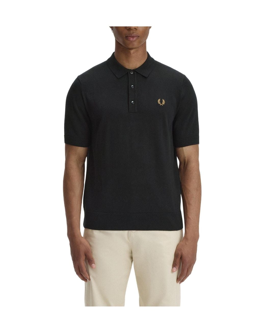 Fred Perry Black Short Sleeve Polo Shirt for men