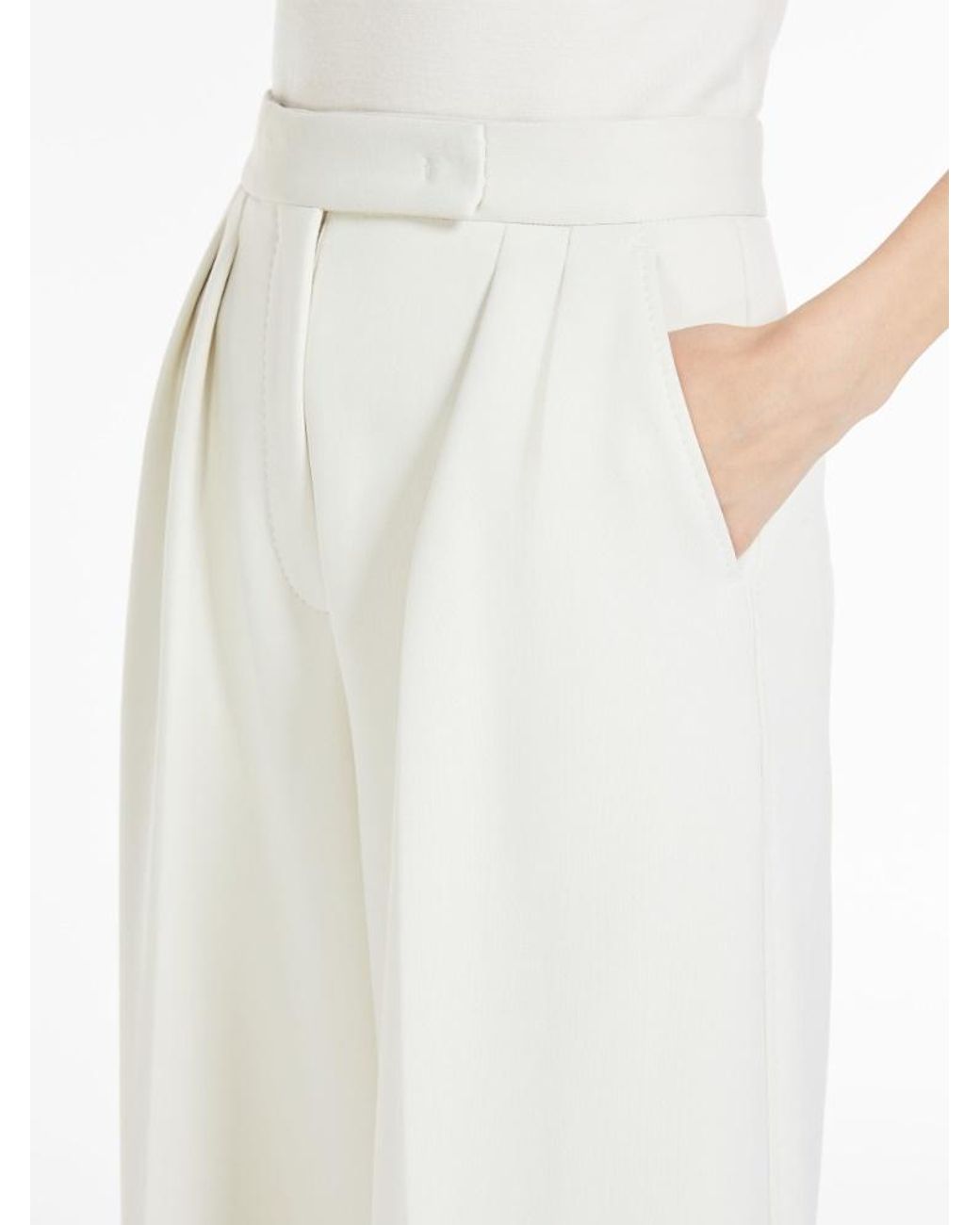 Max Mara White Zinnia Pleat Detailed High Waist Pants