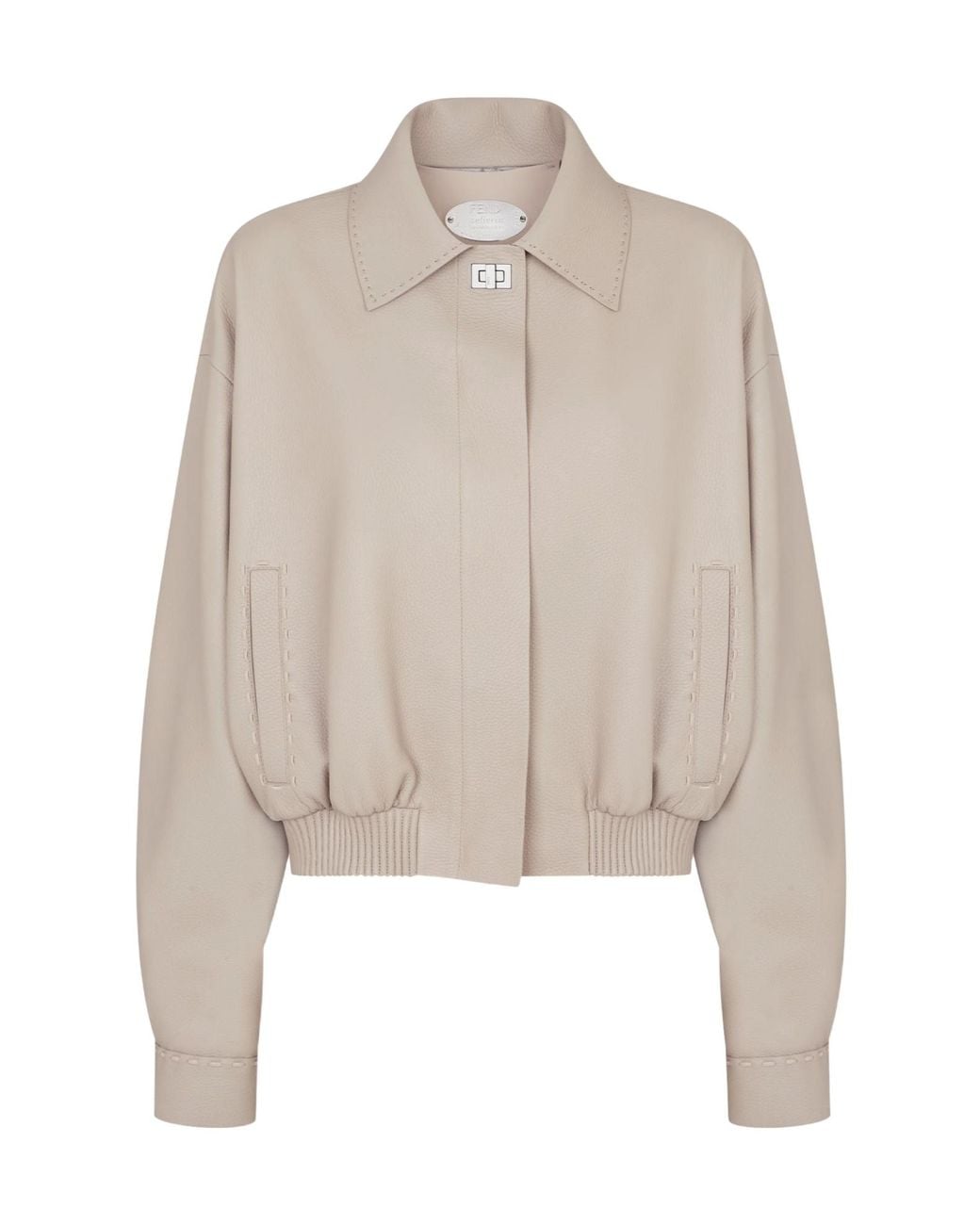 Fendi Natural Oversized Collared Bomber Jacket