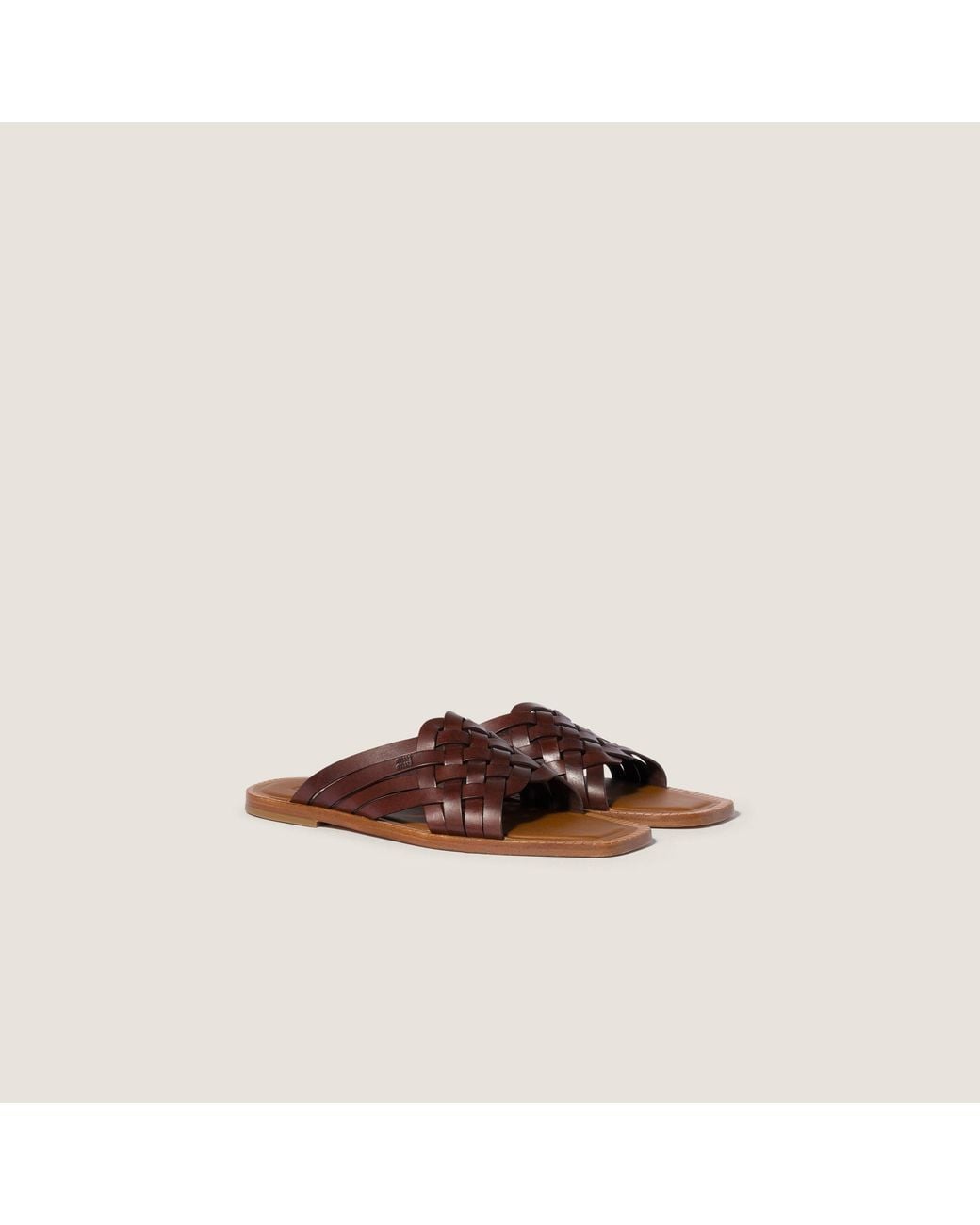 Miu Miu Brown Woven Flat Sandals