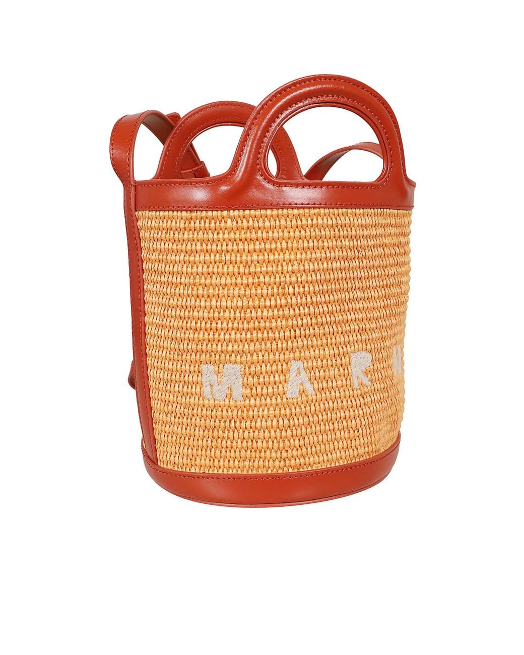Marni Orange Logo Embroidered Bucket Bag