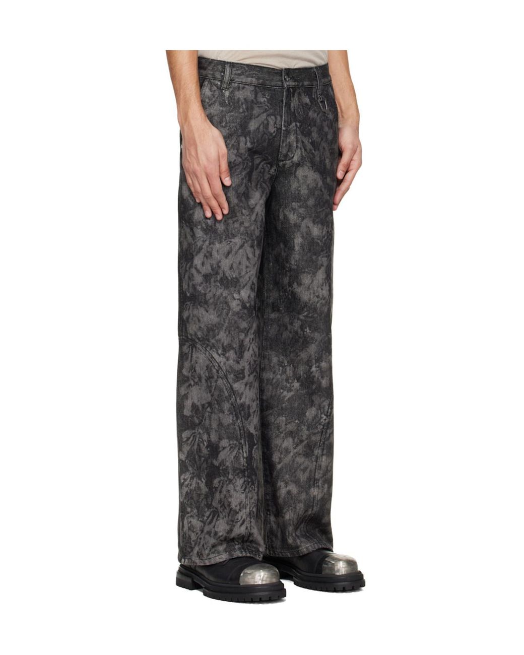 HELIOT EMIL Gray Basalt Belt Loop Jeans for men
